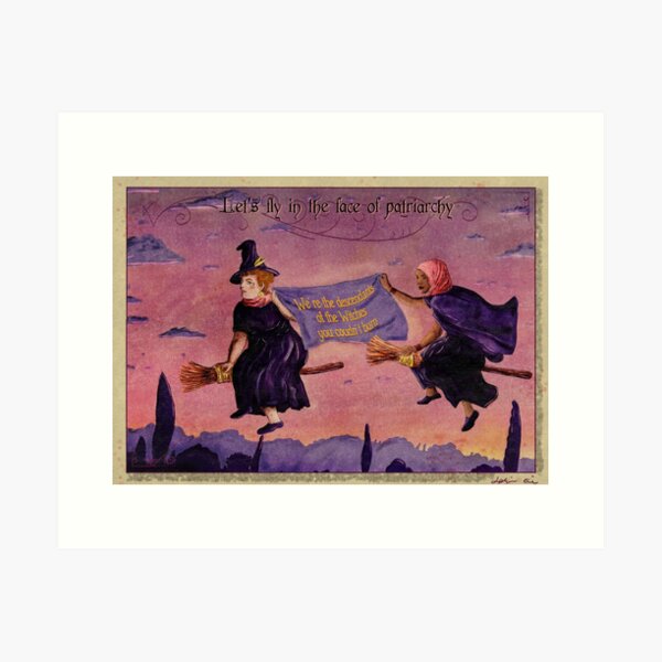 Vista previa del artículo con la obra «Volemos contra el Patriarcado - Feminismo y Brujas», diseñado y vendido por Loki Propagandart.