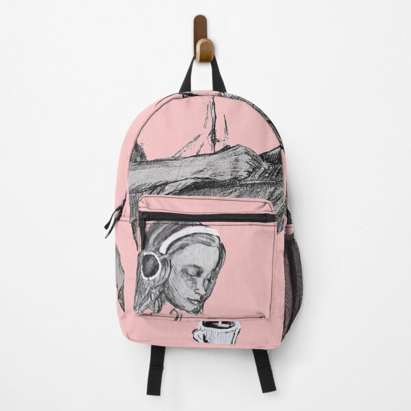 Item preview, Girl relaxing out with headphones coffee and laptop illustration designed and sold by Liz HL Art Shop.