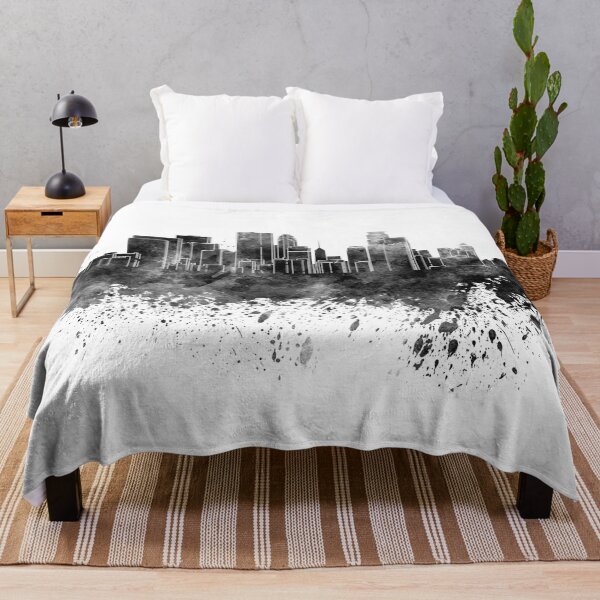 Item preview, Minneapolis skyline in black watercolor on white background designed and sold by paulrommer.