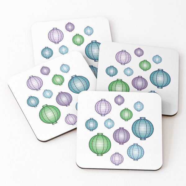 Item preview, Lanterns | Mid Autumn Festival | Green Purple Blue | White designed and sold by Wintre2.