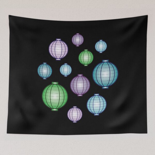 Item preview, Lanterns | Mid Autumn Festival | Green Purple Blue | Black designed and sold by Wintre2.