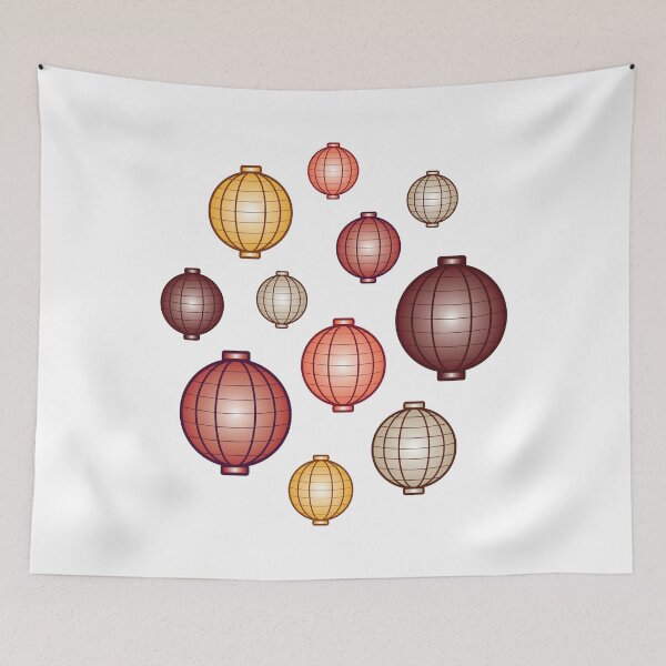 Item preview, Lanterns | Mid Autumn Festival | Maroon Orange Gray | White designed and sold by Wintre2.