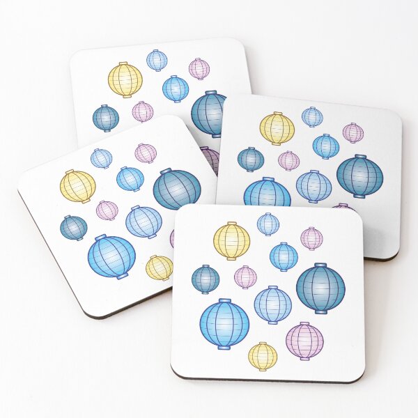 Item preview, Lanterns | Mid Autumn Festival | Blue Yellow Pink | White designed and sold by Wintre2.
