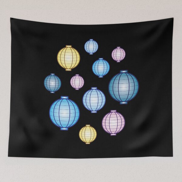 Item preview, Lanterns | Mid Autumn Festival | Blue Yellow Pink | Black designed and sold by Wintre2.