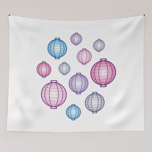 Item preview, Lanterns | Mid Autumn Festival | Blue Pink Purple | White designed and sold by Wintre2.