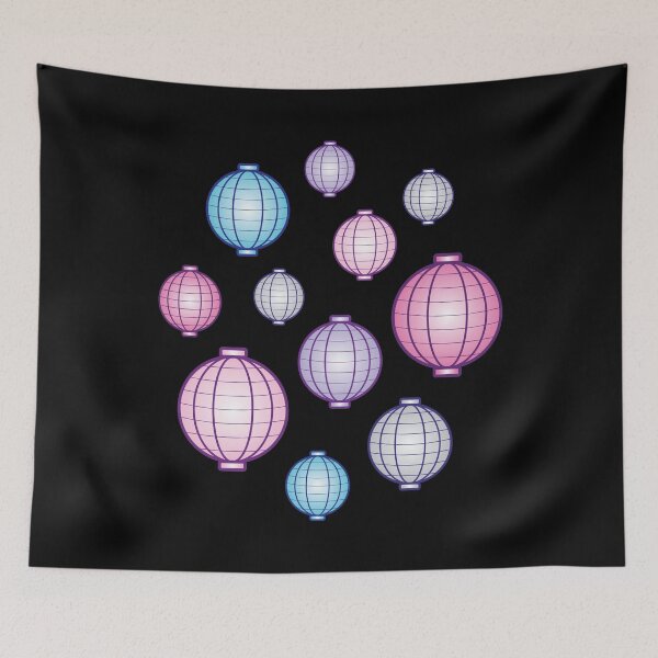 Item preview, Lanterns | Mid Autumn Festival | Blue Pink Purple | Black designed and sold by Wintre2.