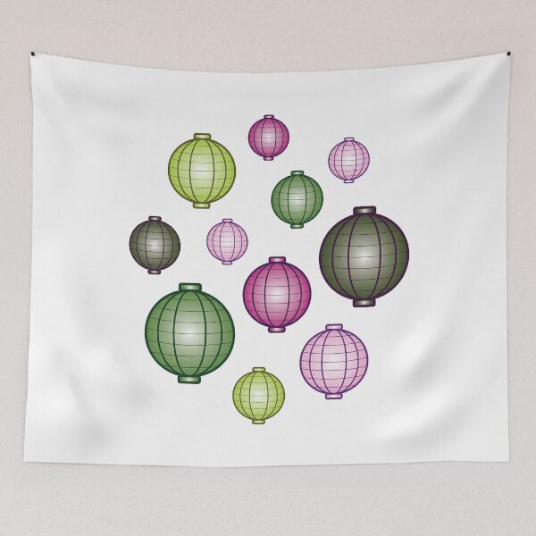 Item preview, Lanterns | Mid Autumn Festival | Pink Green | White designed and sold by Wintre2.