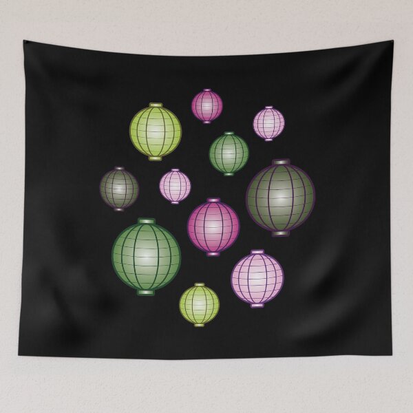 Item preview, Lanterns | Mid Autumn Festival | Pink Green | Black designed and sold by Wintre2.