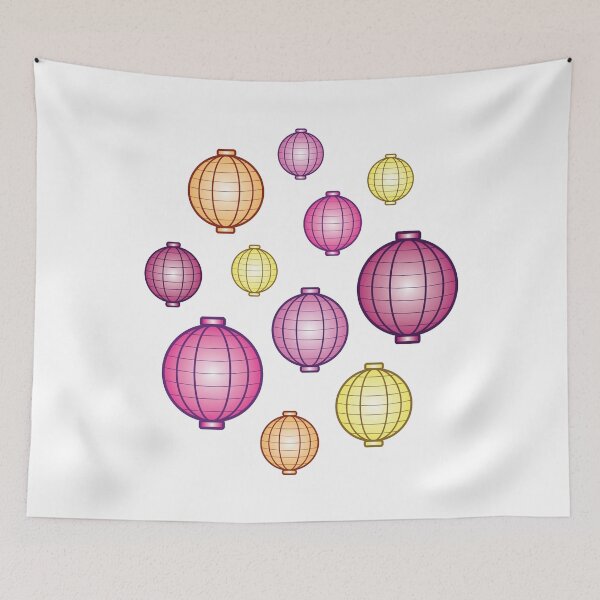 Item preview, Lanterns | Mid Autumn Festival | Pink Orange Yellow | White designed and sold by Wintre2.