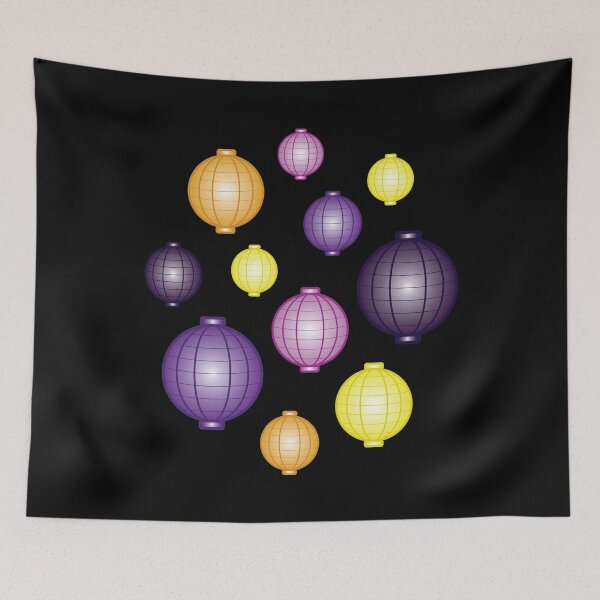 Item preview, Lanterns | Mid Autumn Festival | Purple Orange Yellow | Black designed and sold by Wintre2.