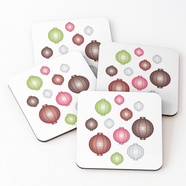 Item preview, Lanterns | Mid Autumn Festival | Maroon Pink Green | White designed and sold by Wintre2.