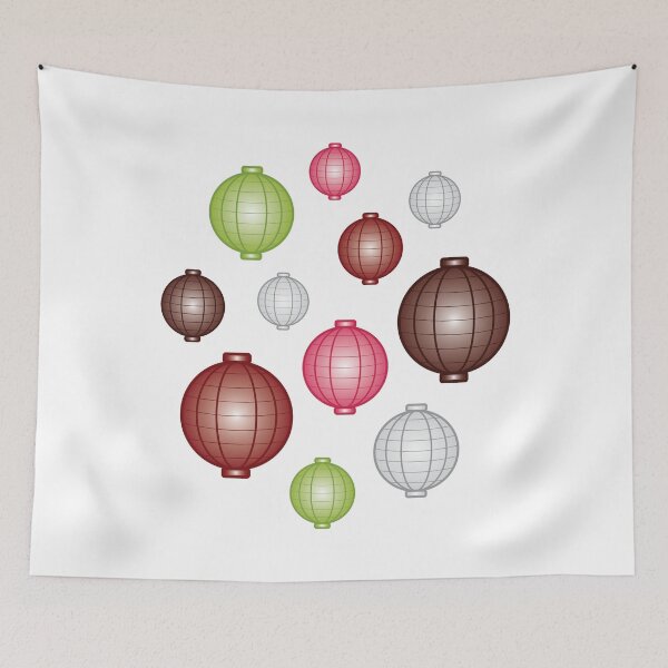 Item preview, Lanterns | Mid Autumn Festival | Maroon Pink Green | White designed and sold by Wintre2.
