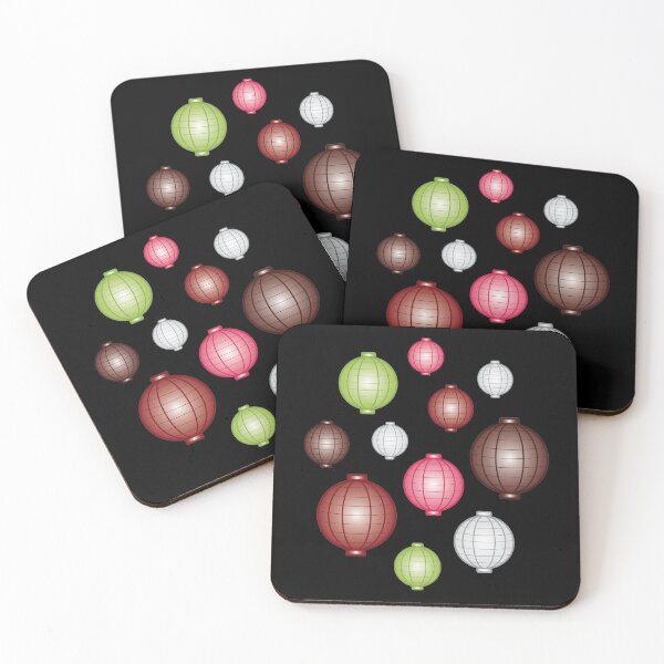 Item preview, Lanterns | Mid Autumn Festival | Maroon Pink Green | Black designed and sold by Wintre2.