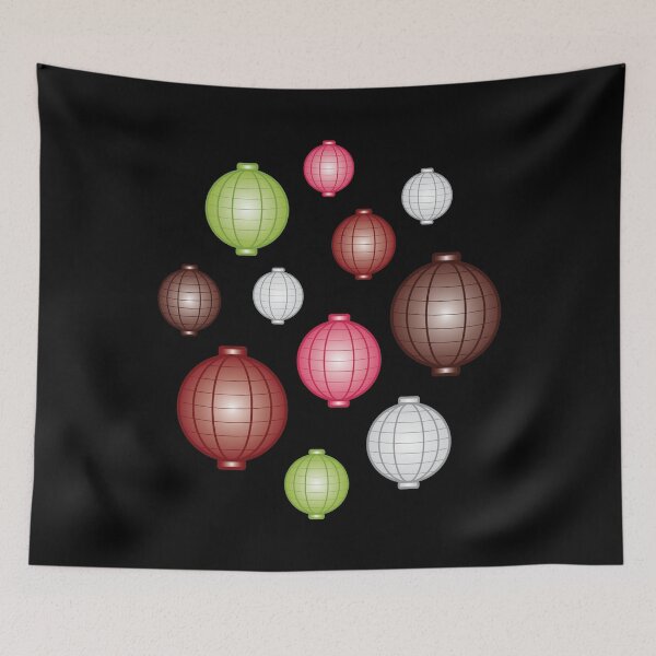 Item preview, Lanterns | Mid Autumn Festival | Maroon Pink Green | Black designed and sold by Wintre2.