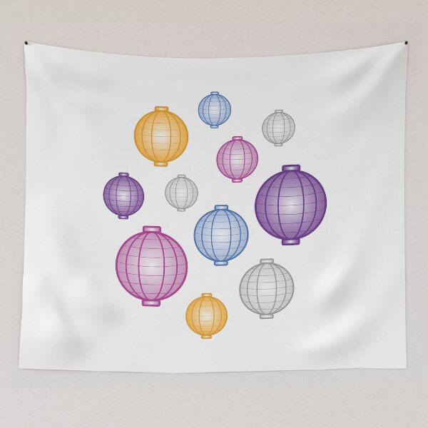 Item preview, Lanterns | Mid Autumn Festival | Purple Blue Orange | White designed and sold by Wintre2.