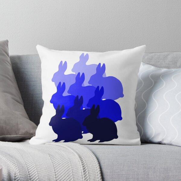Blue bunnies Throw Pillow