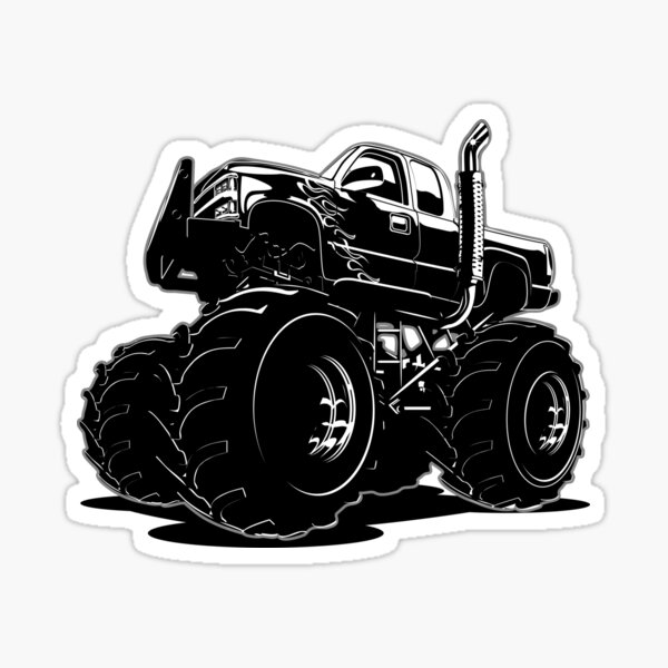 Black Cartoon Monster Truck Sticker