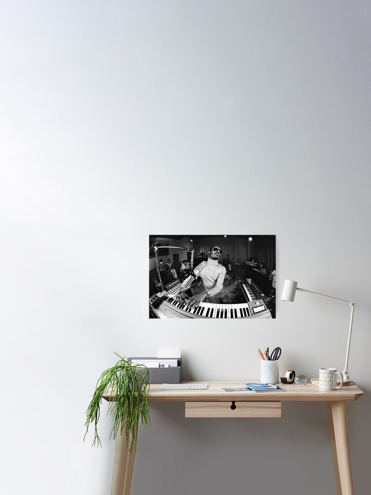 Stevie Wonder noir et blanc Poster