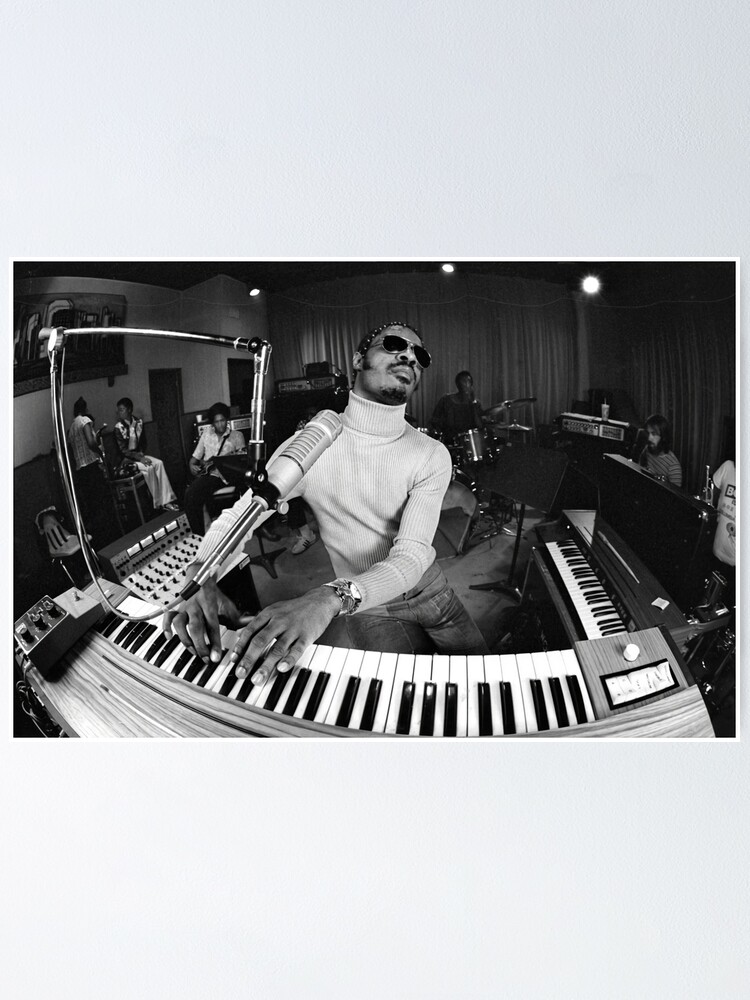 Stevie Wonder noir et blanc Poster