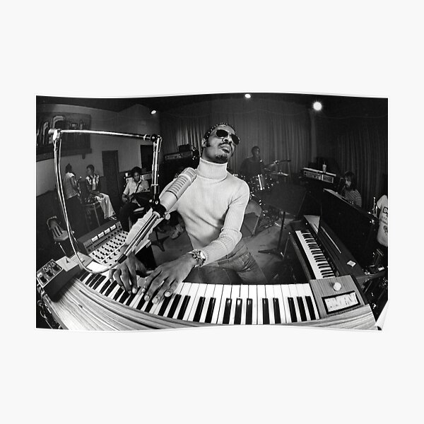 Stevie Wonder en blanco y negro Póster