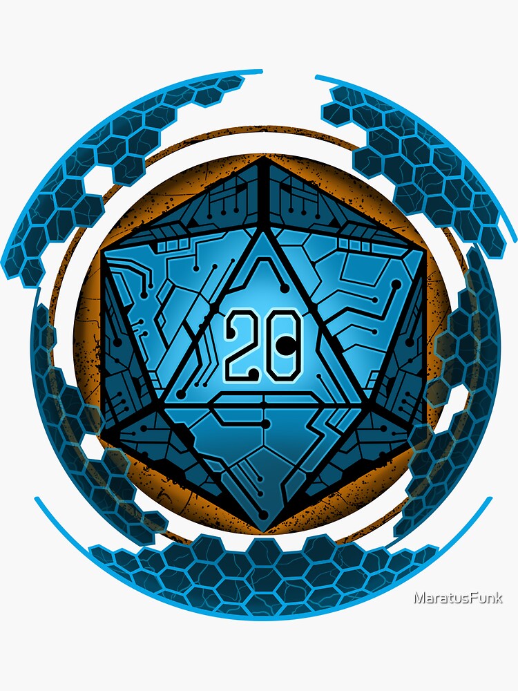 Thumbnail 3 of 3, Sticker, Sci-fi Shield D20 designed and sold by MaratusFunk.