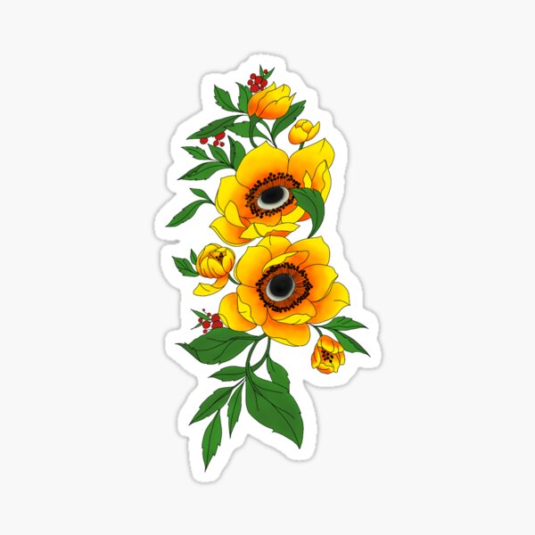 Golden yellow poppy Sticker