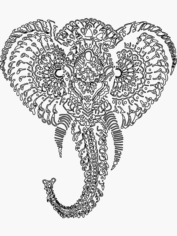 "Black and White Elephant Doodle" Sticker for Sale by JEFFSTAN Redbubble