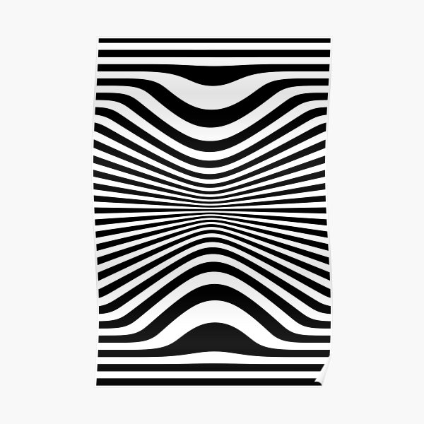 Black And White Op Art Optical Illusion Retro Graphic Poster For Sale By Artsandsoul Redbubble