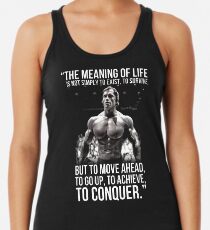 Arnold Schwarzenegger Arnie Conquer Quote Racerback Tank Top