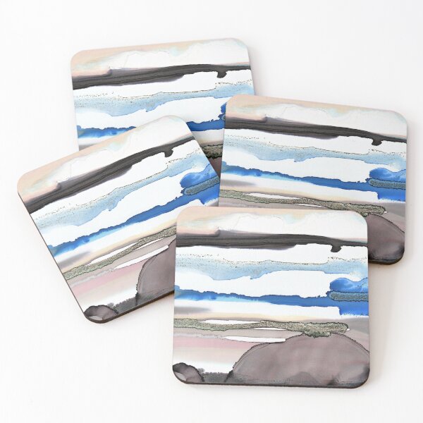 Artikelvorschau, Abstrakte Landschaft, Blau und Beige, Alkoholtinten Art entworfen und verkauft von MyAbstractInk.