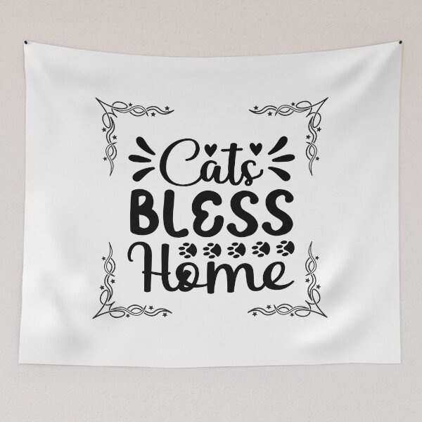 Item preview, Quote "Cats bless home" - Funny cats quotes designed and sold by AdvanceDesign.
