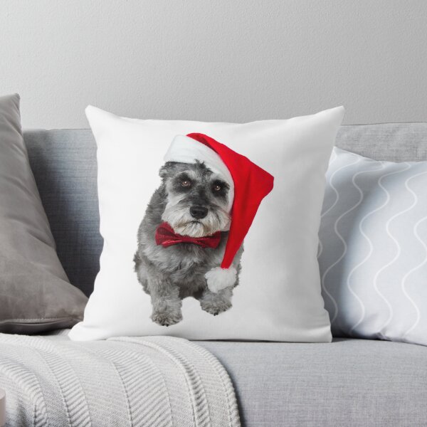 Schnauzer Santa Throw Pillow