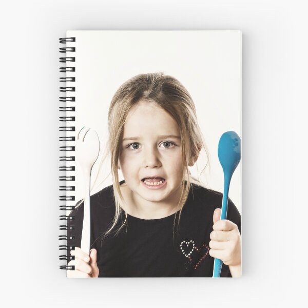 Item preview, Preschooler girl playing with spoons for salad, isolated on white background designed and sold by Alexander Sorokopud.
