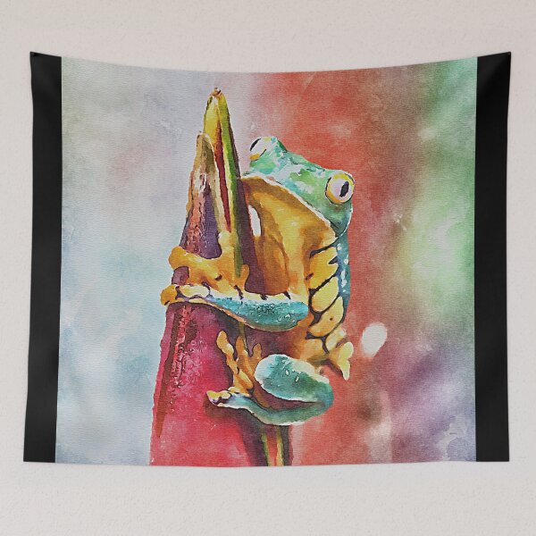 Item preview, Watercolor Tree Frog Painting designed and sold by PurpleMoss.