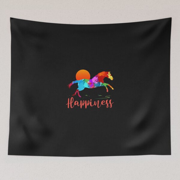 Item preview, Happiness Rainbow Sun Horse with Red Font for Black Design designed and sold by FastTrackPhotog.