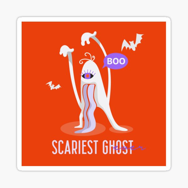 Scariest Ghost Ever on Halloween  Sticker