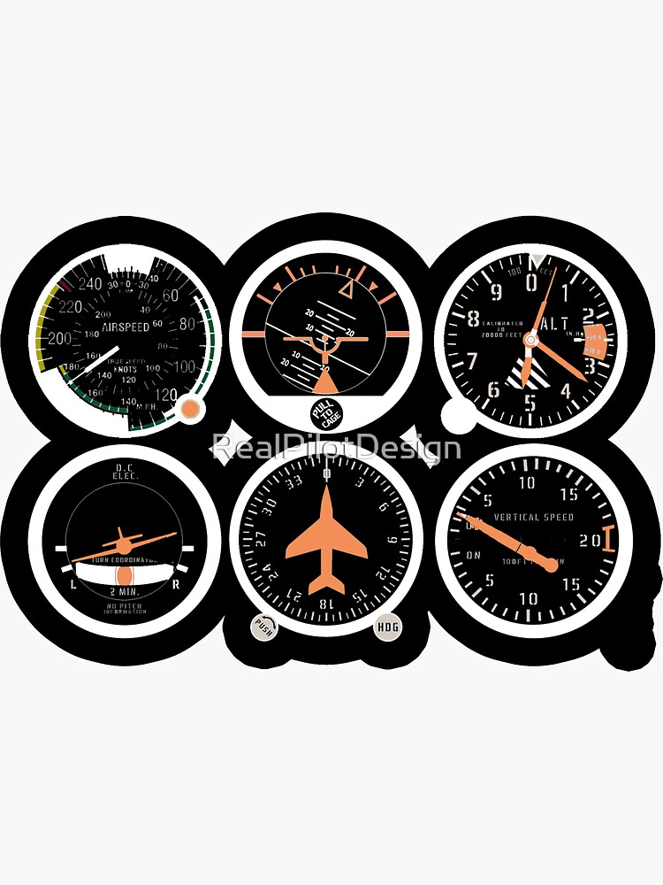 "Basic Six Flight Instruments" Sticker for Sale by RealPilotDesign Redbubble