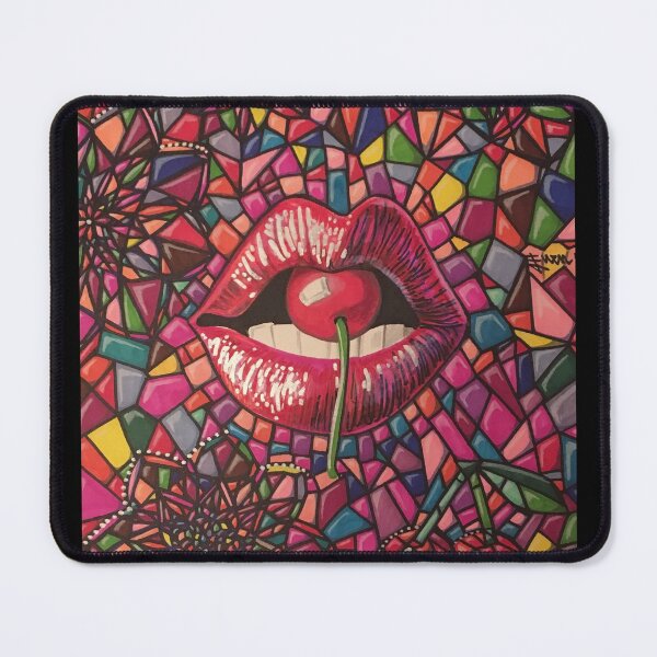 Item preview, Cherry Lips Mosaic Funky Rainbow Pattern Marker Drawing designed and sold by jaggerstudios.