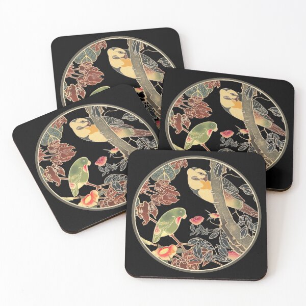 Item preview, Japanese Vintage Garden Bird And Small Green Parakeet designed and sold by TrulyEpoque.
