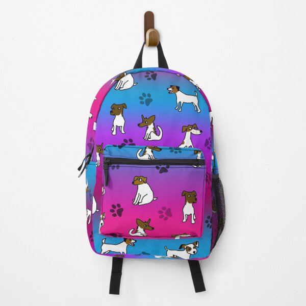Item preview, Jack Russell Terrier Cartoon Pattern With Blue And Pink Background designed and sold by jaggerstudios.