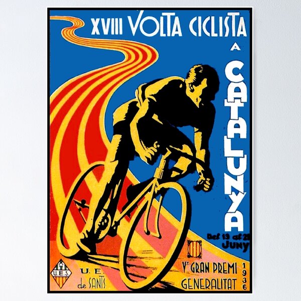 Item preview, VOLTA CICLISTA a CATALUNA : Vintage 1936 Bicycle Racing Advertising Print designed and sold by posterbobs.