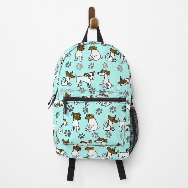 Item preview, Jack Russell Terrier Cartoon With Light Blue Background designed and sold by jaggerstudios.