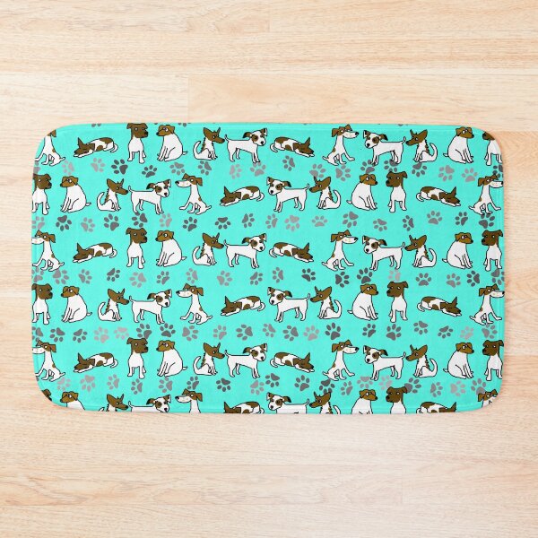 Item preview, Jack Russell Terrier Cartoon With Turquoise Background designed and sold by jaggerstudios.