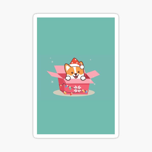Corgi in a box Sticker