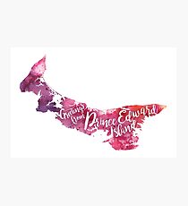 Prince Edward Island Watercolor Map - Greetings from Prince Edward Island Hand Lettering Photographic Print