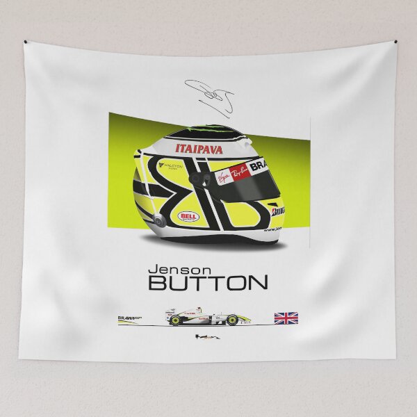 Item preview, Jenson Button 2009 Helmet and car Print designed and sold by JageOwen.