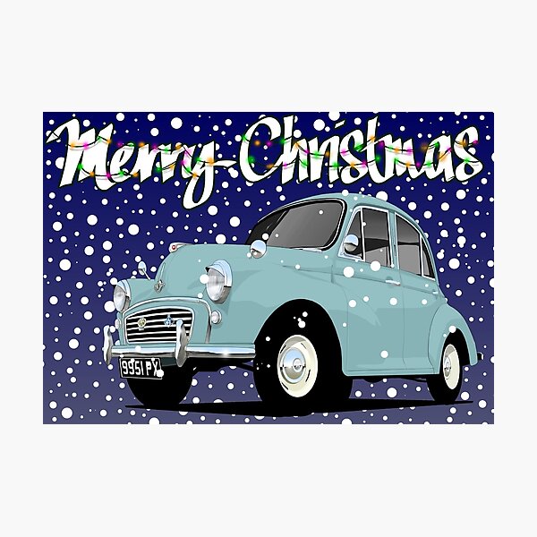 Retro Christmas Card Series Morris Minor Photographic Print