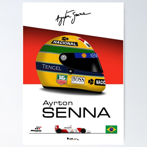 Item preview, Ayrton Senna - 1993 - MP4/8 Helmet and car Print designed and sold by JageOwen.