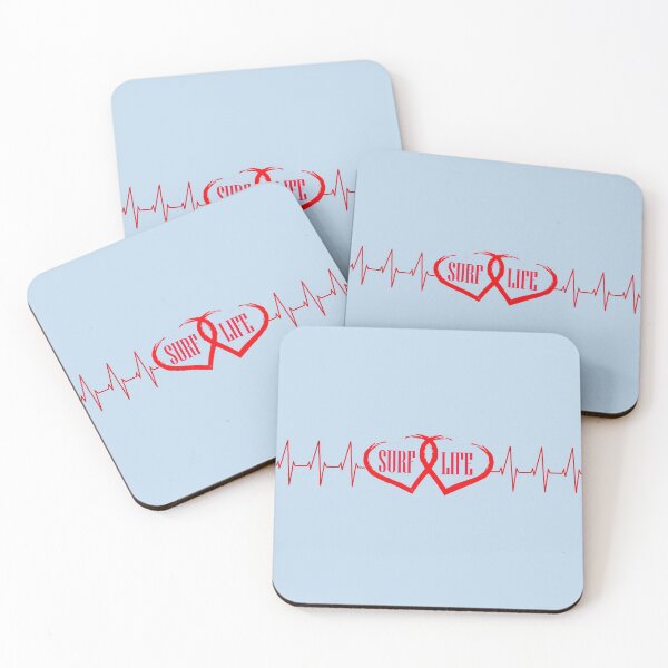 Item preview, Surf Life red text design. Two red hearts with pulse trace beats designed and sold by Solotree.
