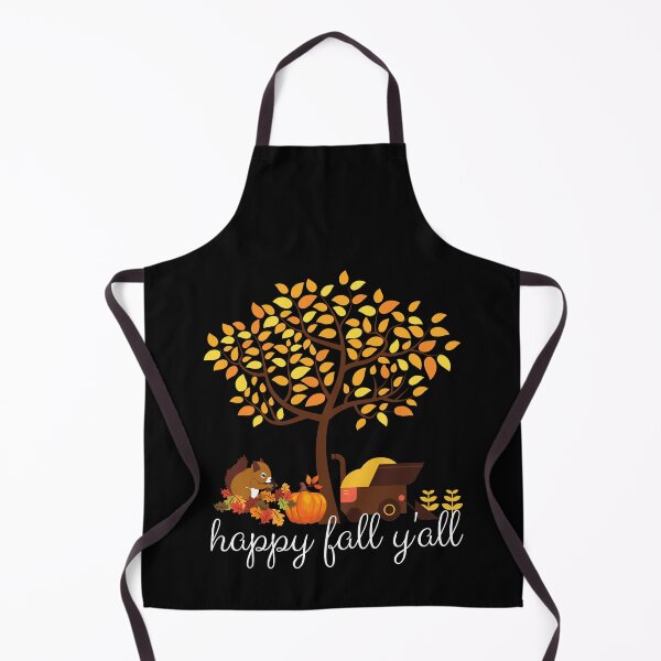 Item preview, happy y'all funny autumn tree with falling leaves harvest pumpkin and squirrels  designed and sold by mydreamcatcher.